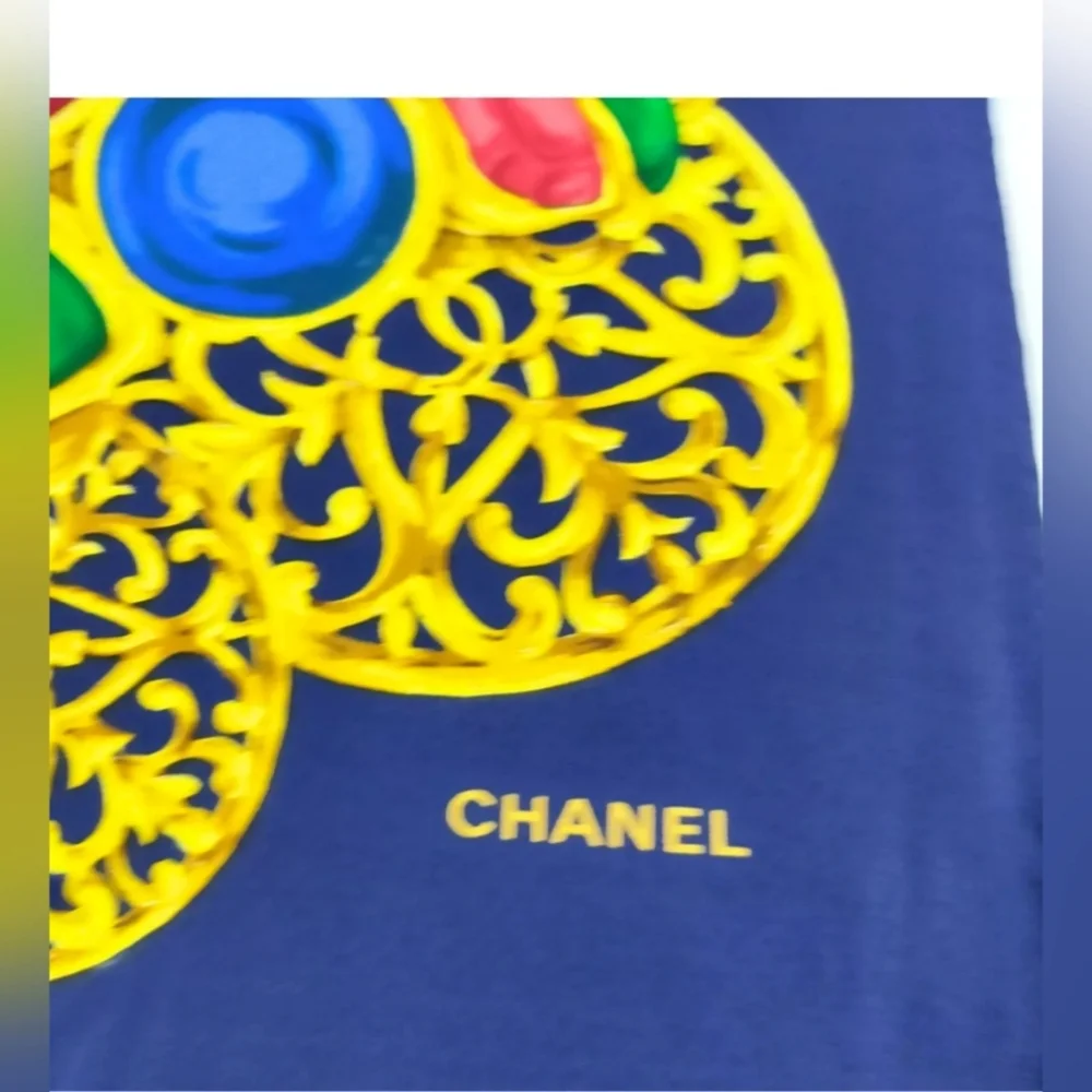 🔥NWOT Chanel Bijoux  100% Silk Multicolor Gem Scarf With Box - Picture 6 of 10